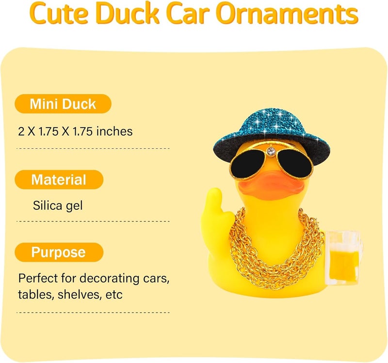 wonuu Rubber Duck Car Ornament Funny Dashboard Decorations Quirky Decor Car Accessories, Wathet - Image 4